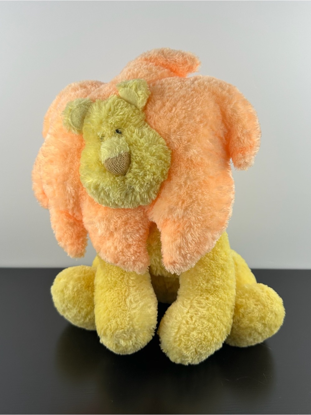 Russ Berrie Baby Leon Lion Cub 12” Yellow Pink Plush Rattle Inside